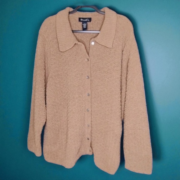 Soft Cozy Casual Daily Women's Cardigan Sweater Size 2X Denim & Co. Light Beige - Picture 8 of 8